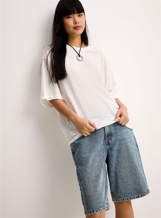 Twik Womens Scissor-cut hem slub T-shirt