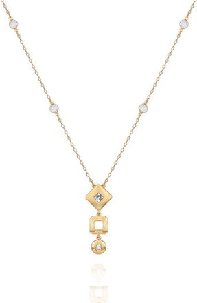 T Tahari Crystal Station Pendant Necklace in Gold Tone at Nordstrom Rack