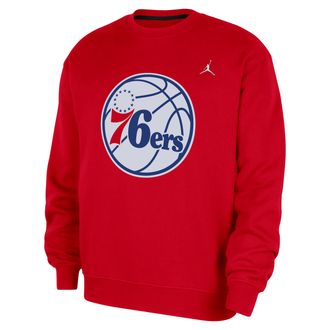 Nike Jordan Mens Philadelphia 76ers Statement Essentials Jordan NBA Fleece Crew-Neck Sweatshirt in Red | HM7599-657