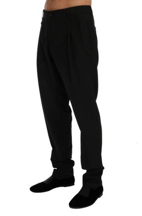 Dolce & Gabbana Mens Black Striped Wool Stretch Pants