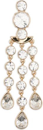 Self Portrait Gold Crystal Tiered Droplet Earrings