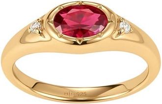 Made by Mary Oval Birthstone Signet Ring in July Gold Vermeil at Nordstrom, Size 9