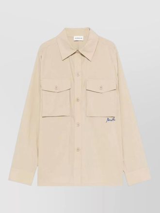 Parosh cotton nylon shirt jacket button cuffs