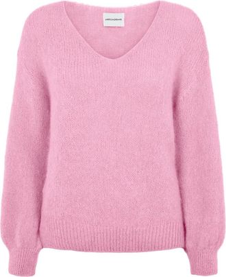 Americandreams Milana LS Alpaca Pullover - Dames - V-hals truien - Paars - L - Wol - Truien & Vesten