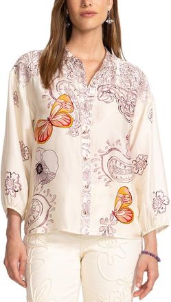Johnny Was Rosabelia Silk-Blend Shirt
