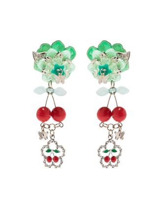 Amir Slama cherry-motif statement drop earrings - Green