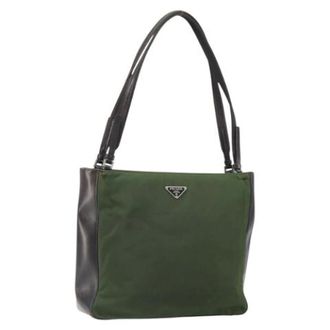 Prada Pre-owned Shoulder Bags, female, Green, Size: ONE SIZE Pre-owned Vintage Nylon Shoulder Bag