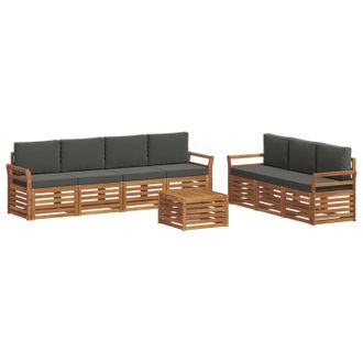 vidaXL Juegos De Sof&aacute;s Con Coj&iacute;n 8 Pcs Natural Y Antracita Vidaxl