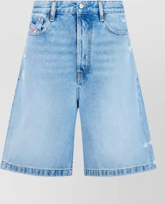 Diesel denim knee-length wide-leg shorts