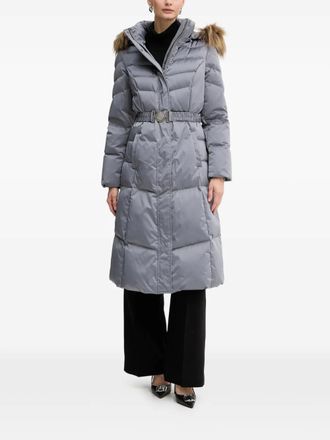 Guess Co Marina faux-fur hooded belted coat - Grey
