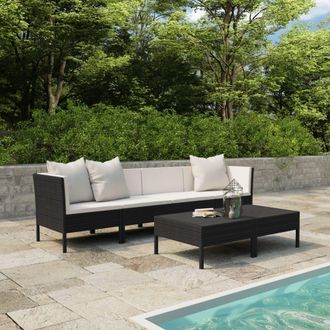 vidaXL Vidaxl - Set De Muebles De Jard&iacute;n 6 Pzas Y Cojines Rat&aacute;n Sint&eacute;tico Negro