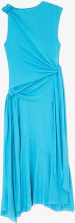Ganni Long Dress in Marl Mesh - Size 34 River Blue