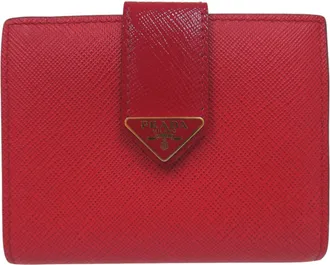 Prada Fuoco Red Color Leather Wallet (Bi-Fold) (Pre-Owned)
