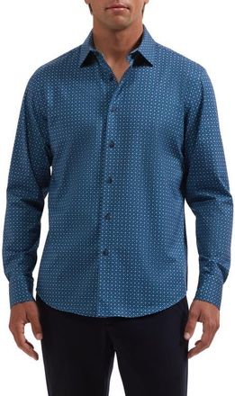 Bugatchi James OoohCotton Print Long Sleeve Shirt in Navy at Nordstrom, Size Xxx-Large