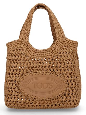 Tod's Womens Mini Shopping Bag Beige Viscose Shoulder