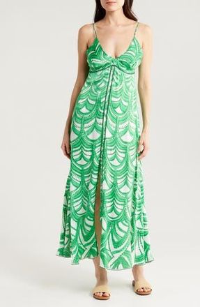 Poupette St Barth Denise Print Cover-Up Maxi Dress in Green Himba at Nordstrom Rack, Size X-Large