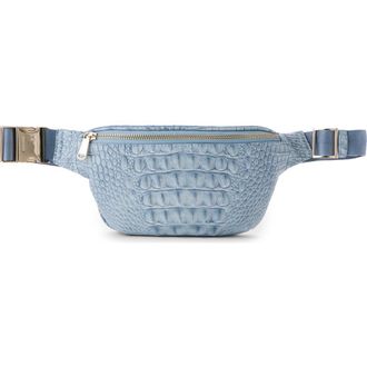 Brahmin Hollis Croc Embossed Leather Sling Bag in Stonewash at Nordstrom