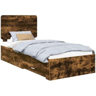 vidaXL Bed Frame with Headboard Smoked Oak 90 x 190 cm Engineered Wood vidaXL
