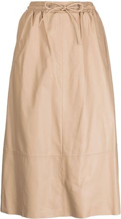Yves Salomon leather flared skirt - women - Lamb Skin - 38 - Neutrals