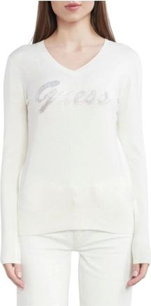 Guess Pascale V-neck Jumper - female - Guess - V-neck Knitwear - Beige - M - Knitwear