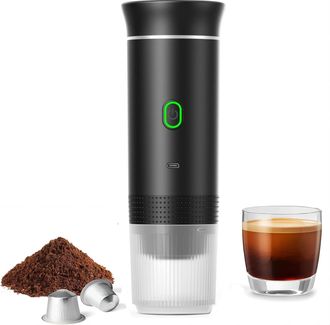 OEM Cafetera Port&aacute;til, Cafetera De Viaje El&eacute;ctrica Para Espresso, Cafetera De C&aacute;psulas 3 En 1 Para Coche Y Camping De 12 V, Cafetera A Pilas, 60 Ml