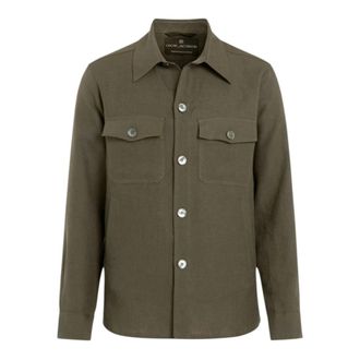 Oscar Jacobson Maverick Linen Overshirt - Heren - Zomerjassen - Groen - XL - Linnen - Jassen