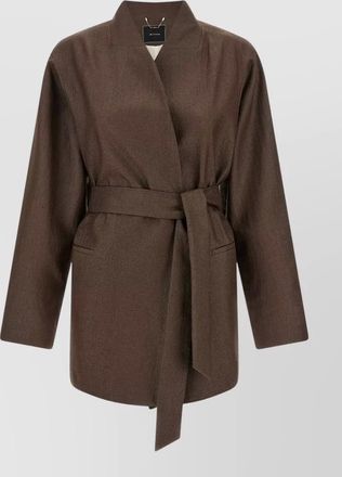 Kiton linen blazer belted wrap waist design