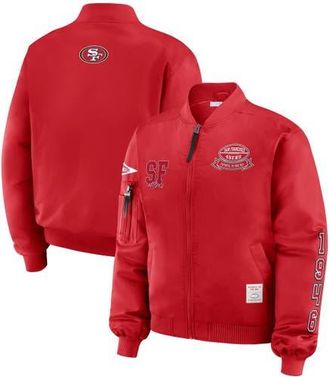 WEAR by Erin Andrews Womens WEAR by Erin Andrews Scarlet San Francisco 49ers Patch Full-Zip Bomber Jacket at Nordstrom, Size Xx-Large