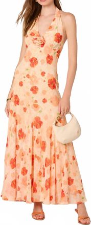 Astr Yasmeen Chiffon Halter Maxi Dress In Orange Floral