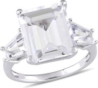 Mimi & Max 8 7/8ct TGW Emerald Tapered-Cut White Topaz 3-Stone Ring Sterling Silver