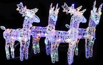 vidaXL Renos De Navidad 4 Unidades 160 Led Acr&iacute;lico Multicolor Vidaxl