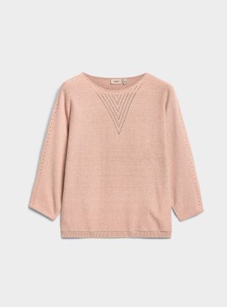 Fransa Womens Fine openwork knit 3/4 sleeve sweater