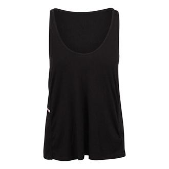Diesel Sleeveless Tops, female, Black, Size: S Ribbed Tank Top with Logo Plaque