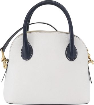 Celine Vintage Convertible Bowler Bag Leather White Leather Handbag (Pre-Owned)