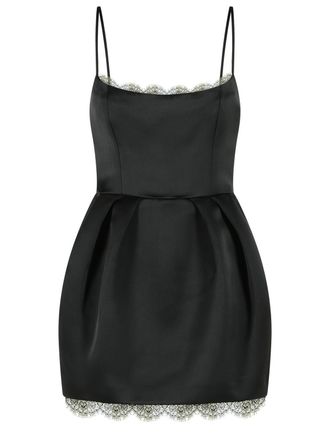 Blumarine Black Mini Duchesse Spaghetti Strap Polyester Mini Dress