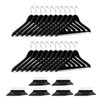 Relaxdays Pack De 80 Perchas Ropa, Colgadores Para Pantalones Y Camisas, Gancho Con Giro De 360&deg;, 23 X 44 X 1 Cm, Negro