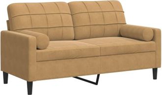 vidaXL Sof&aacute; De 2 Plazas Con Cojines Terciopelo Marr&oacute;n 140 Cm Vidaxl