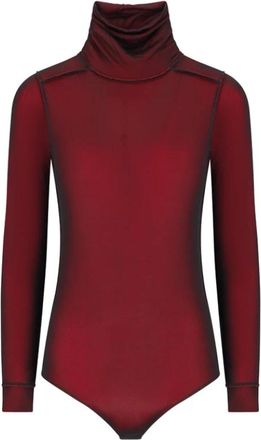Maison Margiela Jersey Bodysuit in Viscosestof - Dames - Bodies - Rood - 2XS - Tops