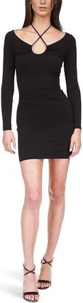 Michael Kors Mini Dress Womens Black Stretch Halter Strap Long Sleeve DDR475