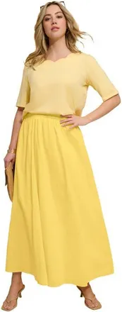 Roaman's Plus Size Cotton Pull On Maxi Skirt in Lemon Mist at Nordstrom, Size 20