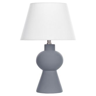 Beliani Beliani - L&aacute;mpara De Cer&aacute;mica De Sobremesa Con Pantalla De Tambor De Lino Base Minimalista Gris Fabilos