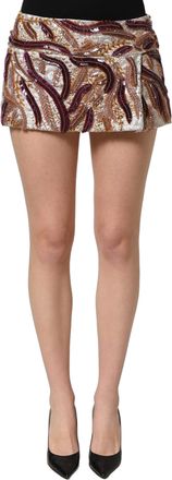 Dolce & Gabbana Womens Multicolor Sequin Midwaist A-Line Mini Skirt