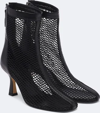 Souliers Martinez Fira leather-trimmed mesh ankle boots