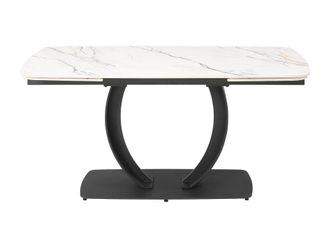 Vente-Unique Extendable Dining Table Seating 6 To 6 Cm Ceramic & Black Metal