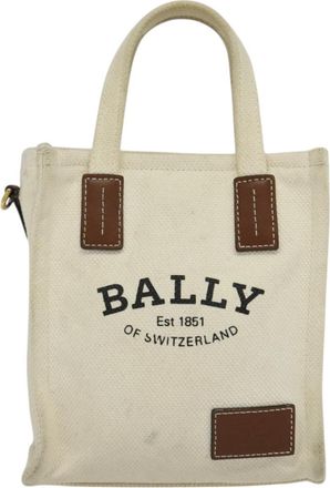 Bally White Canvas Handbag (Pre-Owned)
