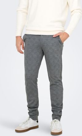 Only & Sons Chinohose ONLY & SONS ONSMARK SLIM CHECK 020919 PANT NOOS, Herren, Gr. 28, L&auml;nge 30, grau (ultimate grau), Web, Obermaterial: 64% Viskose, 31% Polyest