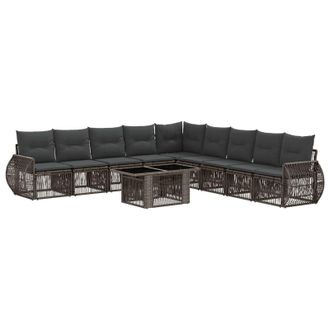 vidaXL Set Divano Da Giardino 10 Pz Grigio E Grigio Scuro Polyrattan Vidaxl