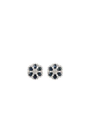 Bespoke 18ct white, diamond & sapphire stud earrings