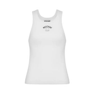 Moschino Tanktop met print - Dames - Tops - Wit - Maat: XS Katoen