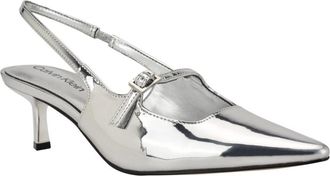 Calvin Klein Kallien Pumps Womens Silver Mirror Metallic Kitten Heel HTAT912